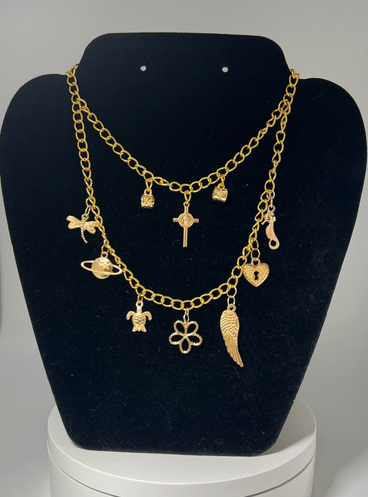 Gold Layered Charm Necklace